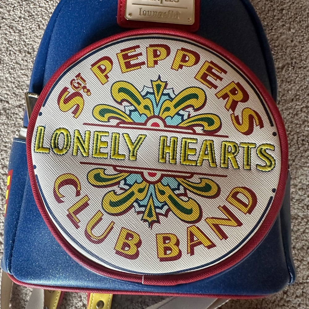 LOUNGEFLY Beatles Lonely Hearts Club Backpack NWT - Picture 2 of 7